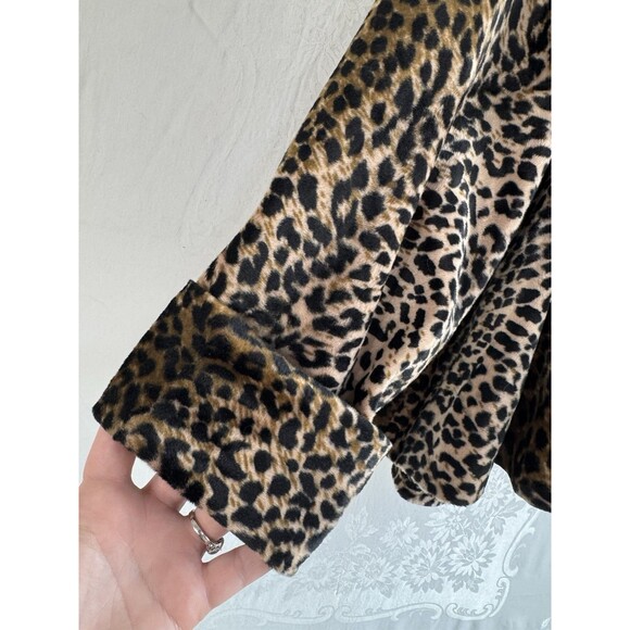 Leopard Animal Print Cardigan Connected Apparel Soft Vintage Shoulder Pads - Picture 2 of 7